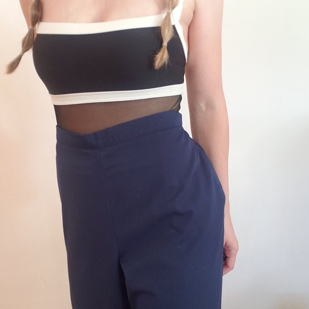 Vintage Alfred Dunner High Rise Relaxed Fit Ankle Pants Navy Blue Size 16